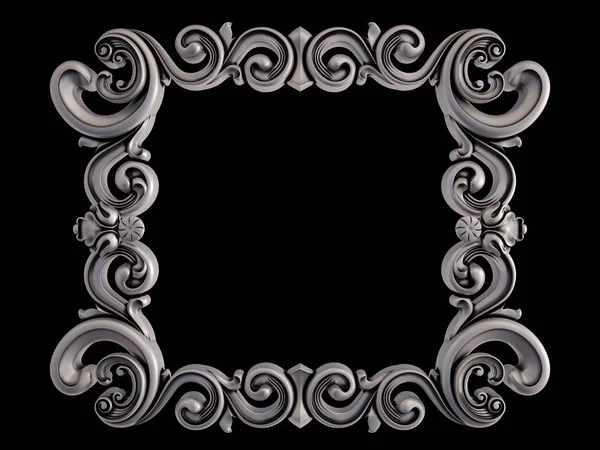 Ornamento cromato su sfondo nero. Isolato — Foto Stock