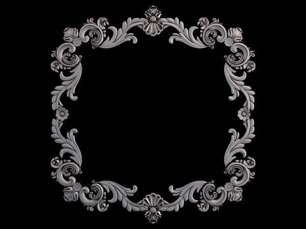 Ornamento cromado em um fundo preto. Isolados — Fotografia de Stock