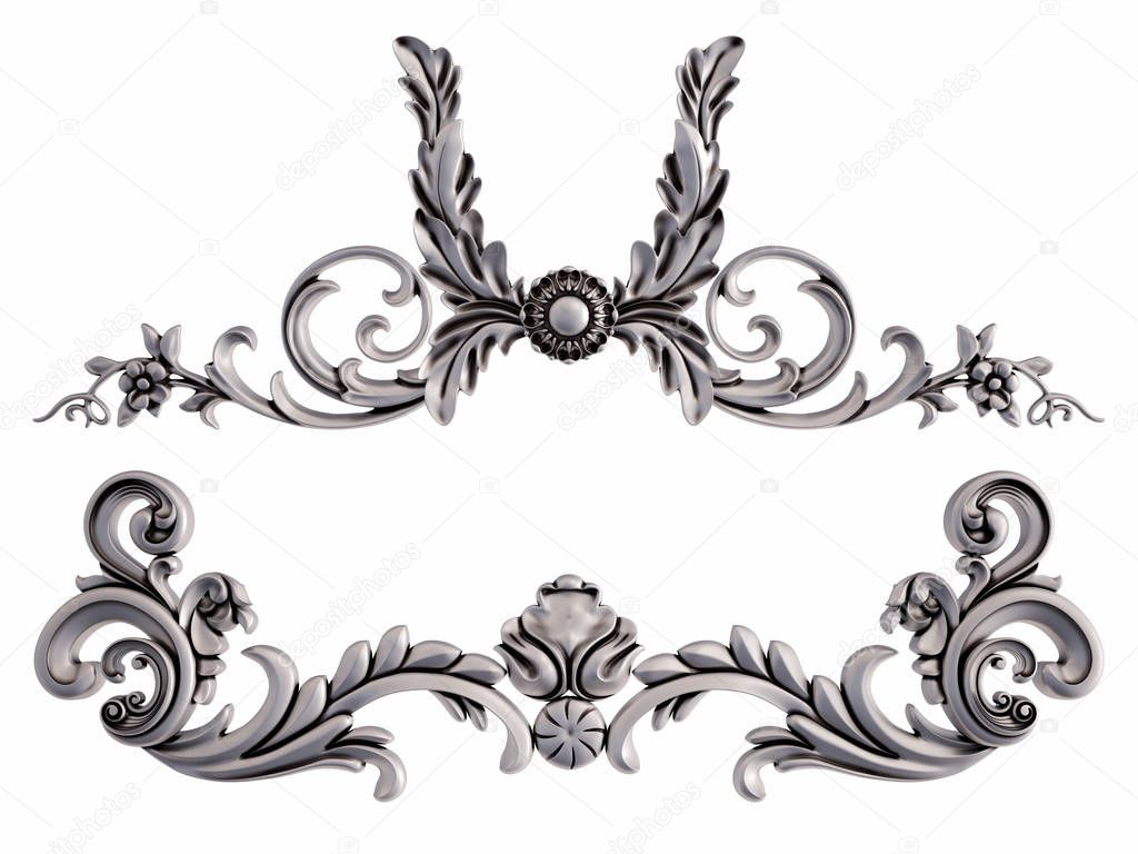 Chrome ornament on a white background. Isolated