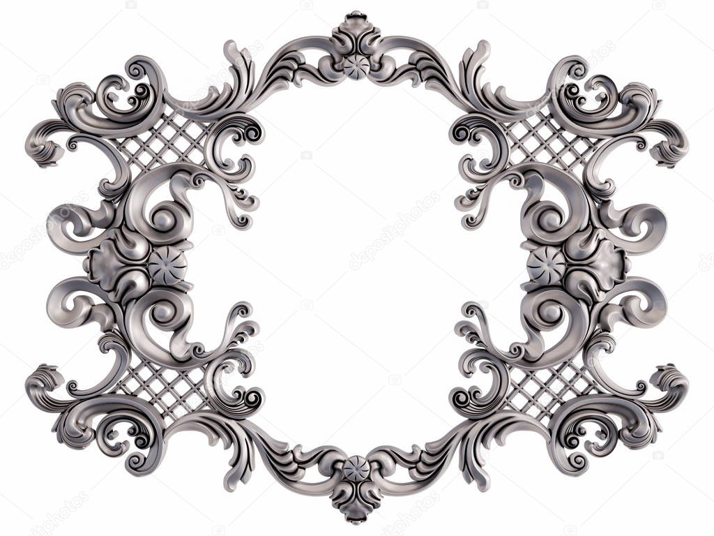 Chrome ornament on a white background. Isolated