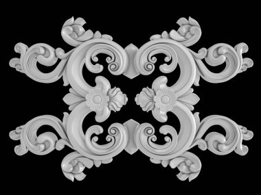 Beyaz Siyah bir zemin üzerine süs. İzole