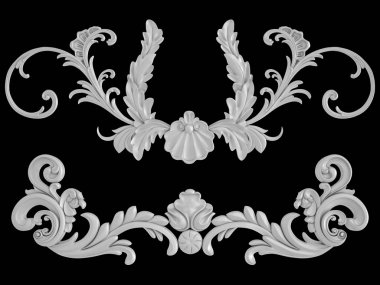 Beyaz Siyah bir zemin üzerine süs. İzole