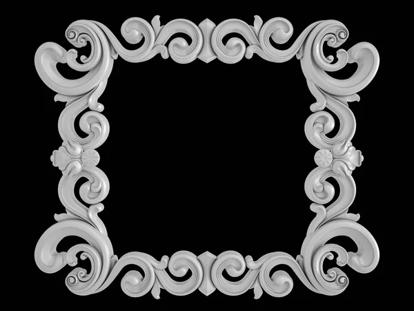 Ornamento bianco su sfondo nero. Isolato — Foto Stock