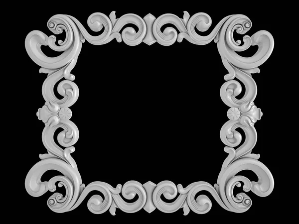 Ornamento branco em um fundo preto. Isolados — Fotografia de Stock