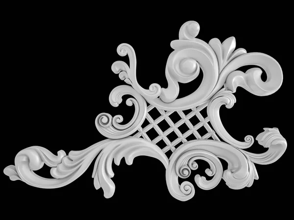 Ornamento bianco su sfondo nero. Isolato — Foto Stock