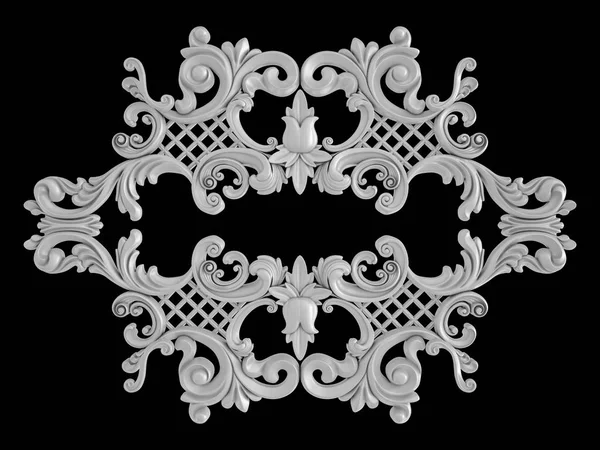 Białe ornament na czarnym tle. Na białym tle — Zdjęcie stockowe