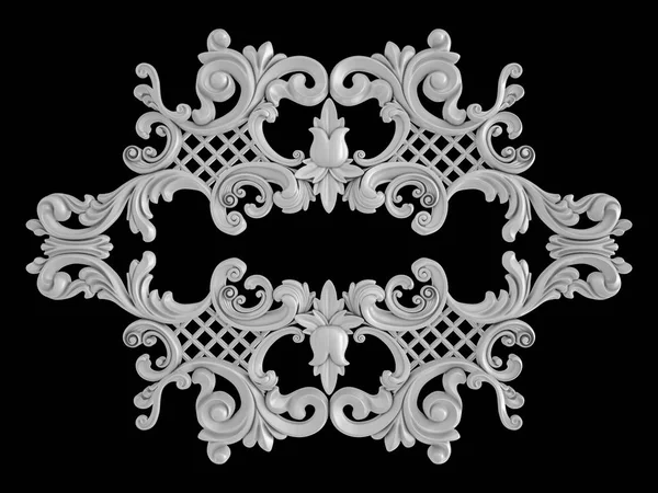 Ornamento bianco su sfondo nero. Isolato — Foto Stock