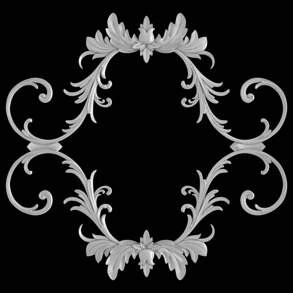 Ornamento branco em um fundo preto. Isolados — Fotografia de Stock