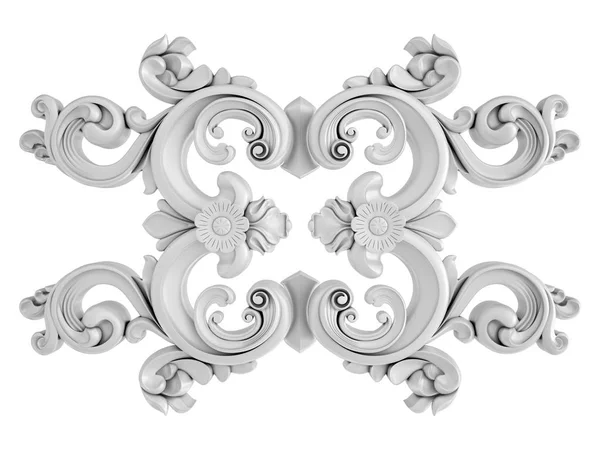 Ornamento branco em um fundo branco. Isolados — Fotografia de Stock