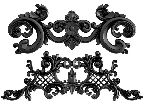 Černý ornament na bílém pozadí. Izolovaný — Stock fotografie