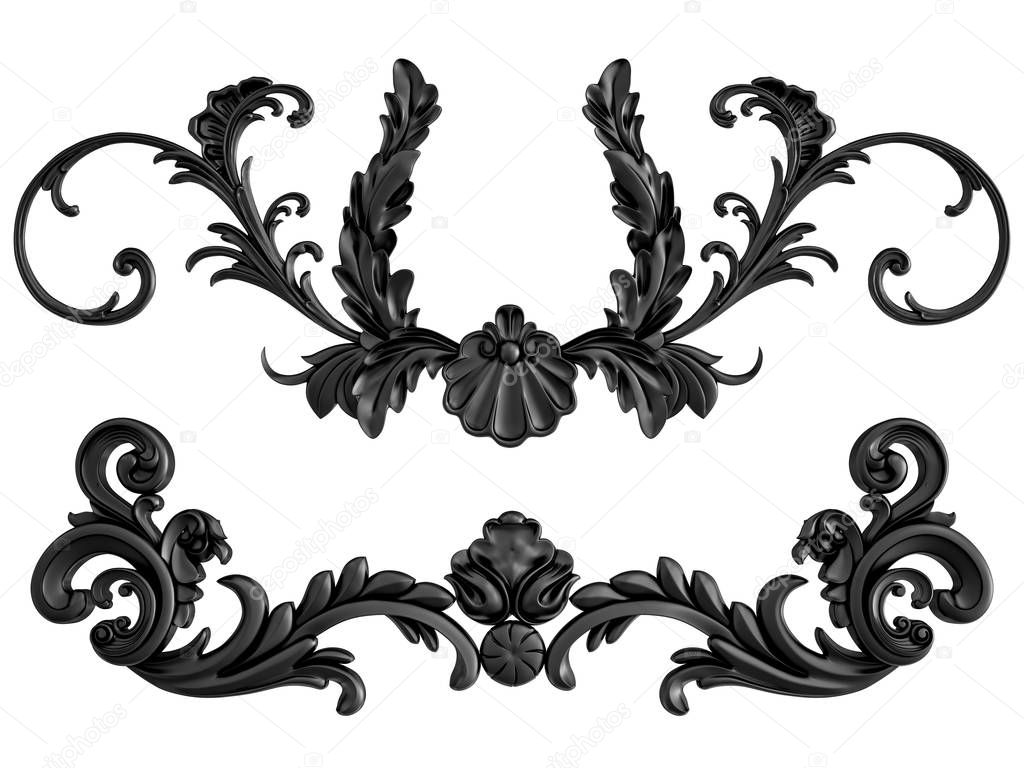 Black ornament on a white background. Isolated