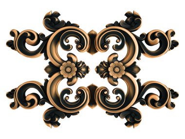 Beyaz bir arka plan üzerinde bronz süs. İzole