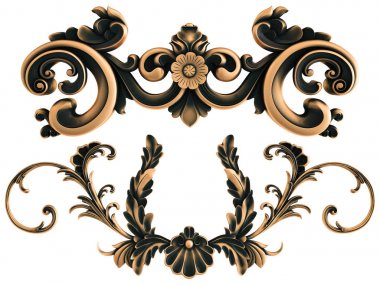 Beyaz bir arka plan üzerinde bronz süs. İzole