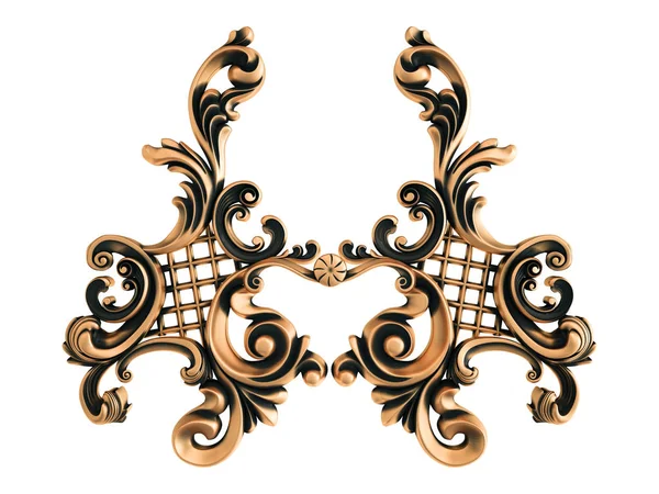 Ornamento in bronzo su sfondo bianco. Isolato — Foto Stock