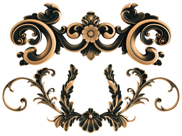 Ornamento in bronzo su sfondo bianco. Isolato — Foto Stock