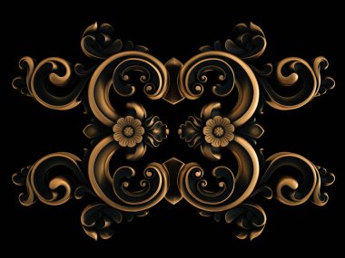 Bronz süs siyah bir arka plan. İzole