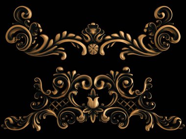 Bronz süs siyah bir arka plan. İzole