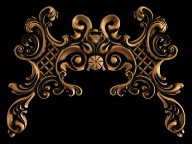 Bronz süs siyah bir arka plan. İzole