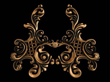 Bronz süs siyah bir arka plan. İzole