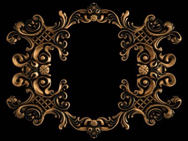 Bronz süs siyah bir arka plan. İzole