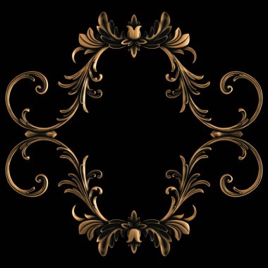 Bronz süs siyah bir arka plan. İzole