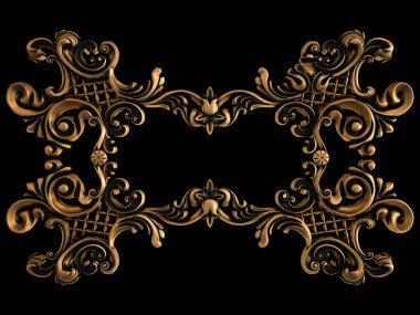 Bronz süs siyah bir arka plan. İzole