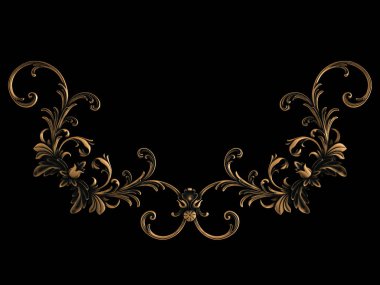 Bronz süs siyah bir arka plan. İzole