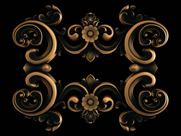 Ornamento in bronzo su sfondo nero. Isolato — Foto Stock