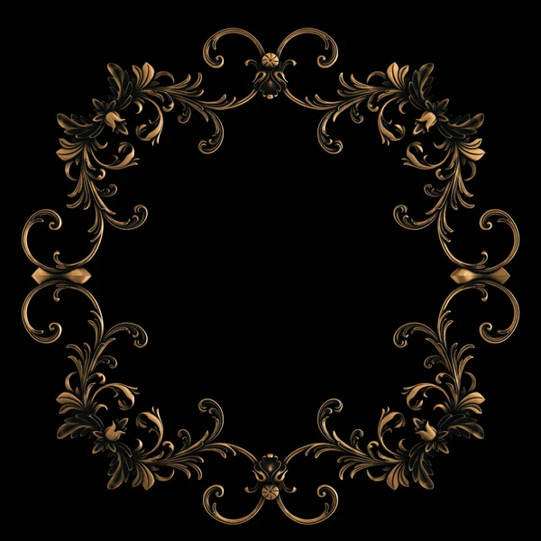 Bronze ornament on a black background. Isolated — Stock Photo, Image