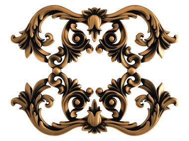 Beyaz bir arka plan üzerinde bronz süs. İzole