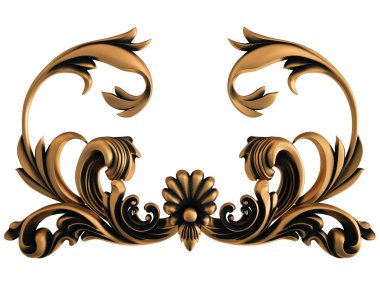 Beyaz bir arka plan üzerinde bronz süs. İzole