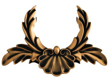 Beyaz bir arka plan üzerinde bronz süs. İzole