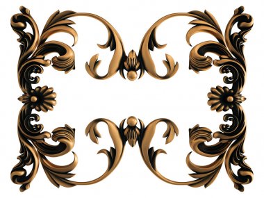 Beyaz bir arka plan üzerinde bronz süs. İzole