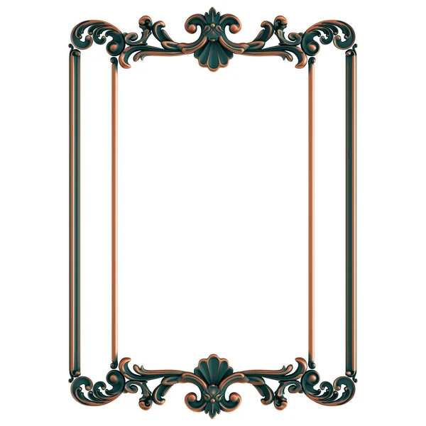 Koper frame decoratieve segmenten naadloos patroon op een witte achtergrond. luxe snijwerk decoratie. Geïsoleerde zwarte achtergrond. geïsoleerd — Stockfoto