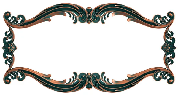 Copper frame ornamental segments seamless pattern on a white background. luxury carving decoration. Isolated black background. Isolated