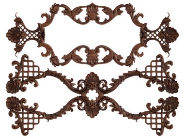 Ahşap süsleme beyaz zemin üzerinde. İzole