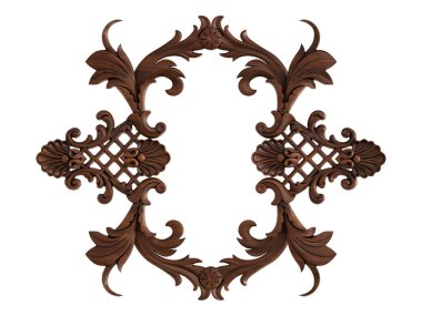 Ahşap süsleme beyaz zemin üzerinde. İzole