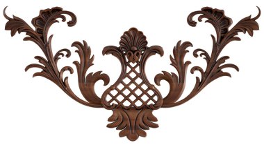 Ahşap süsleme beyaz zemin üzerinde. İzole