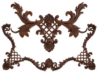 Ahşap süsleme beyaz zemin üzerinde. İzole