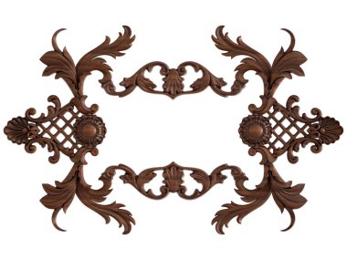 Ahşap süsleme beyaz zemin üzerinde. İzole