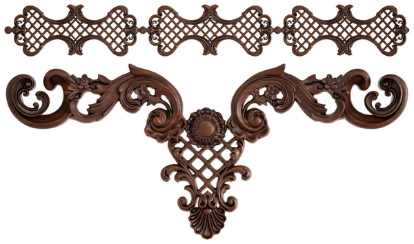 Ornamento in legno su sfondo bianco. Isolato — Foto Stock