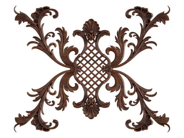 Ornamento de madeira em um fundo branco. Isolados — Fotografia de Stock