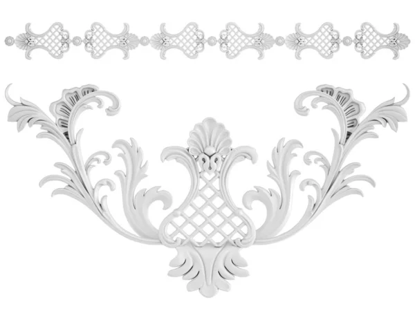 Ornamento branco em um fundo branco. Isolados — Fotografia de Stock