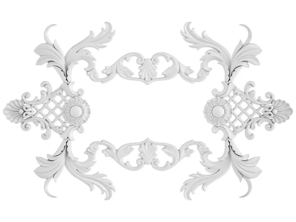 Ornamento bianco su sfondo bianco. Isolato — Foto Stock