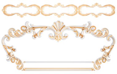 Beyaz bir arka planda altın Patina ile beyaz süsleme. Izole