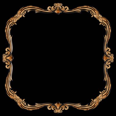 Siyah bir arka planda altın Patina ile siyah süsleme. Izole