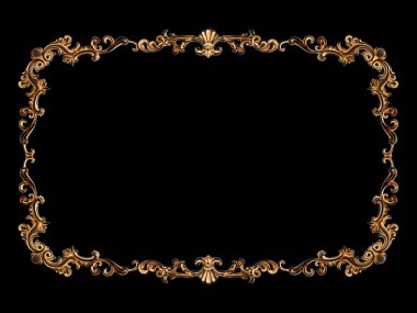 Siyah bir arka planda altın Patina ile siyah süsleme. Izole