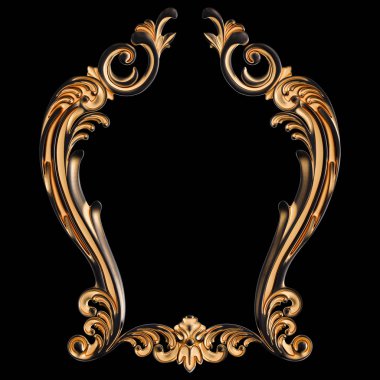 Siyah bir arka planda altın Patina ile siyah süsleme. Izole