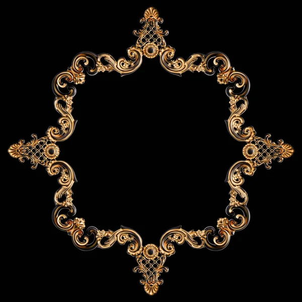 Siyah bir arka planda altın Patina ile siyah süsleme. Izole