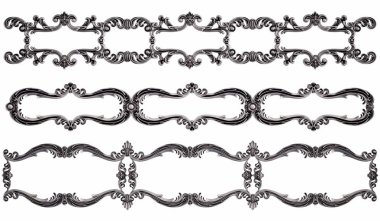 Beyaz arka planda Crome süsleme segmentleri kusursuz desen. Lüks oymacılık. İzole edilmiş